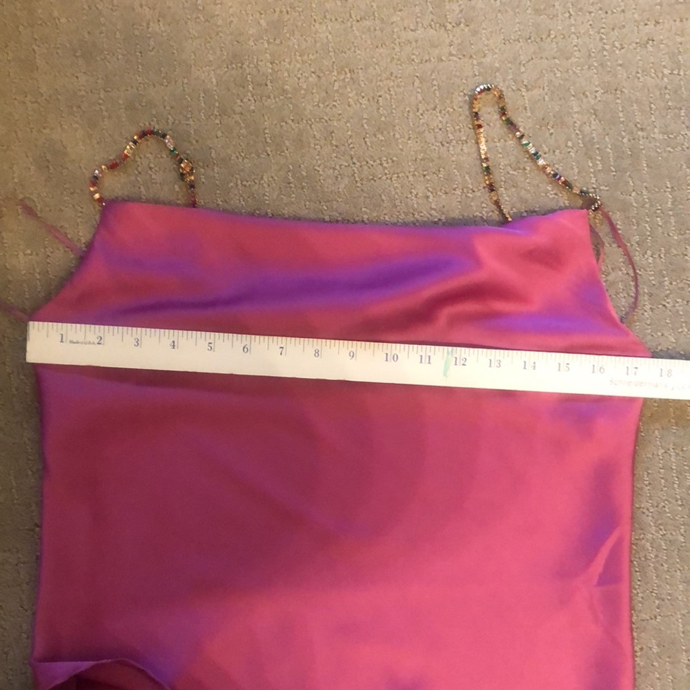 NWT House of Harlow 1960 Pink Satin Rhinestone Strap Draped Tank Camisole - Picture 7 of 9